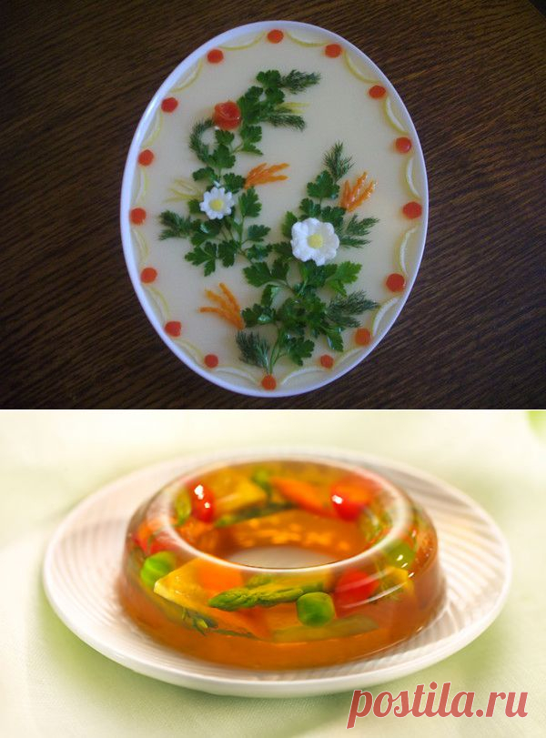 Украшение заливных блюд.