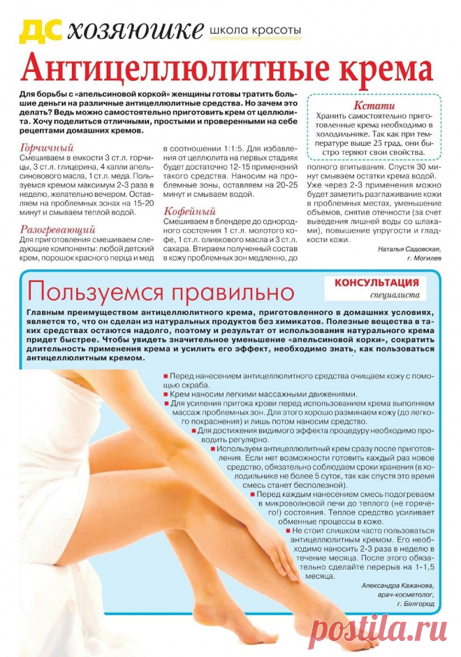 Антицеллюлитные крема своими руками