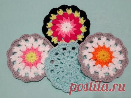 Мотивы крючком. Подставка под кружки. Крючок для начинающих. Вязание крючком 2018.