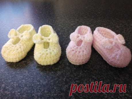 My Easy Crochet Ballerina Mary Jane Slipper With Bows (4 inch sole) Part 1
