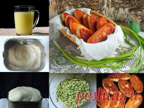 Жареные пирожки с зеленым луком и яйцом! Тесто в ХБ.