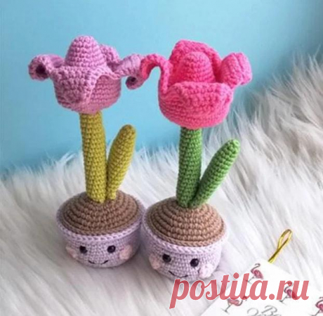 Тюльпаны в горшочке крючком. Амигуруми схемы и описания. Автор: Анастасия Виноградова | IRINELY.ART