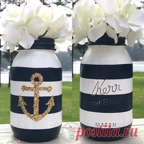Декор банок и бутылок в морском стиле