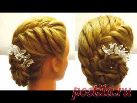 Свадебная прическа с плетением.Свадебная прическа с цветами.Wedding hairstyle - YouTube