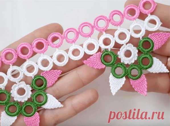 Простые, но необычные элементы крючком из пластиковых колец . Милая Я