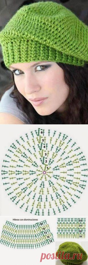 Схема берета крючком
