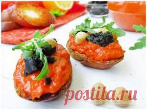 Как готовить итальянские бутерброды брускетта с перцем, нутом и оливками | Я кулинар