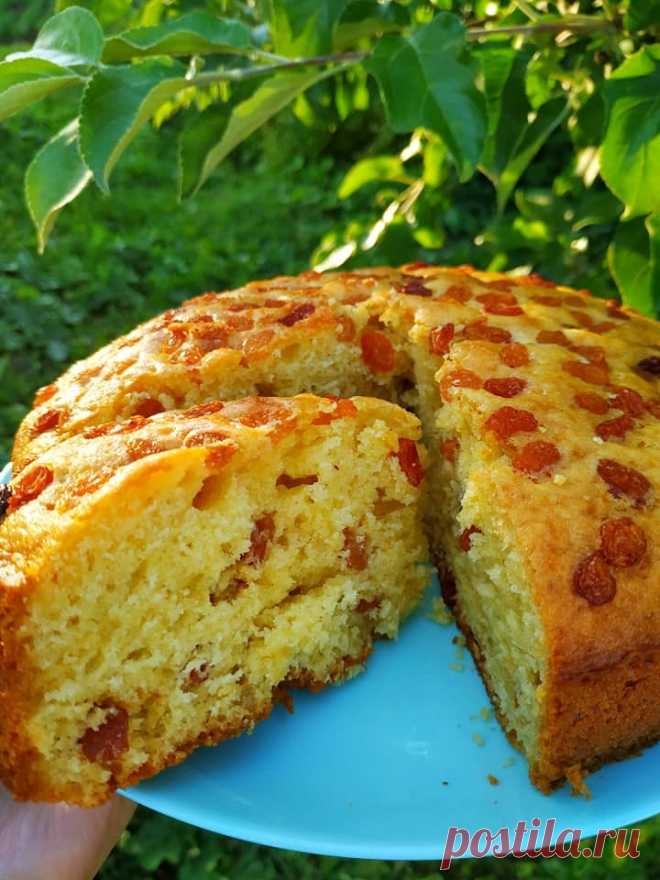 Пирог с изюмом. 🥧
3 яйца с 250 гр. сахара взбить в пышную белую массу в течении 5 минут, не переставая взбивать ,добавить 250 мл кефира100 мл. раст. масла, ванилин и 1 ч.л соды, гашенной уксусом. Просеять  муку 250 гр. Хорошо перемешать миксером. Добавить изюм примерно 100 гр, перемешать, 24 см.форму застелить пергаментом бока смазать слив.маслом выложить тесто и сверху посыпать изюмом. Выпекать в разогретой духовке 170 гр примерно 50 мин. до сухой спички.