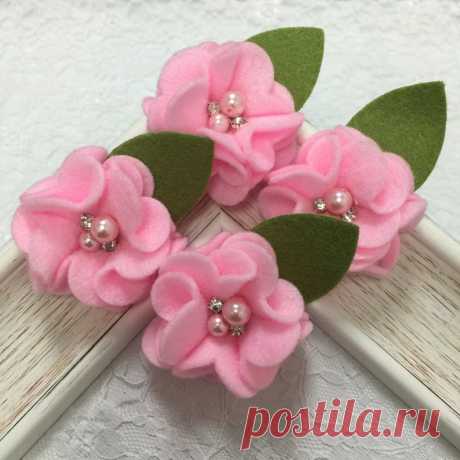New 4pcs Handmade soft felt flowerspink FT1031 | Etsy