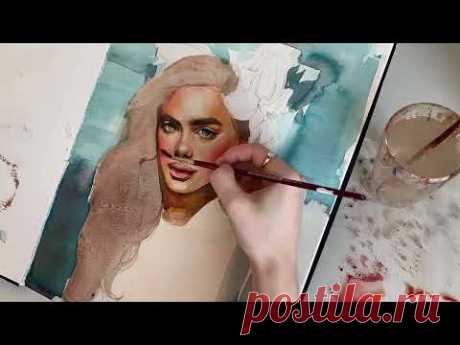 Watercolor art process by humid peach рисунок акварелью
