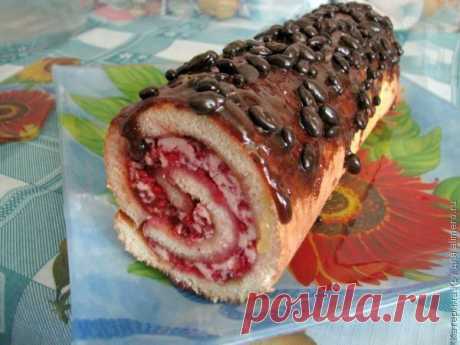 Бисквитный рулет с малиной | Готовим вместе