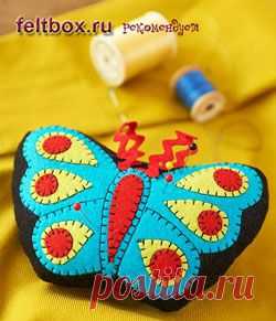 Игольница "Бабочка" из фетра своими руками. Выкройка игольницы | Felt Box