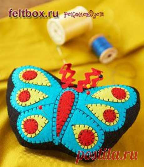 Игольница &quot;Бабочка&quot; из фетра своими руками. Выкройка игольницы | Felt Box