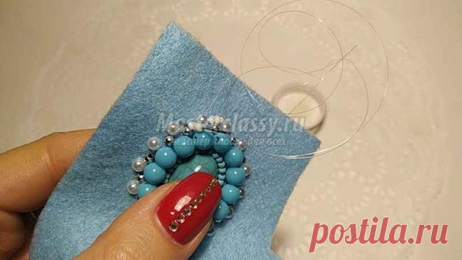 Красивая брошь из бисера и бусин «Бирюза» своими руками. Пошаговый мастер-класс с фото