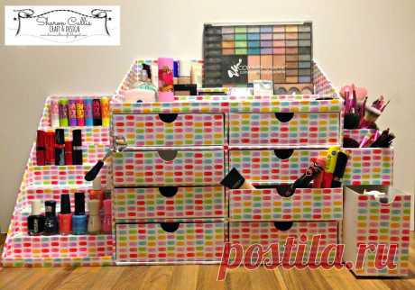 Cosmetics Station / Craft Desk Tidy using the new Xyron Creative Station and DCWV | Sharon Callis Crafts