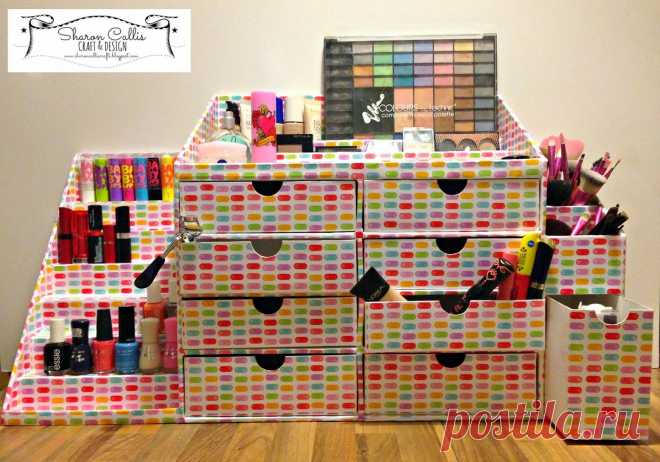 Cosmetics Station / Craft Desk Tidy using the new Xyron Creative Station and DCWV | Sharon Callis Crafts