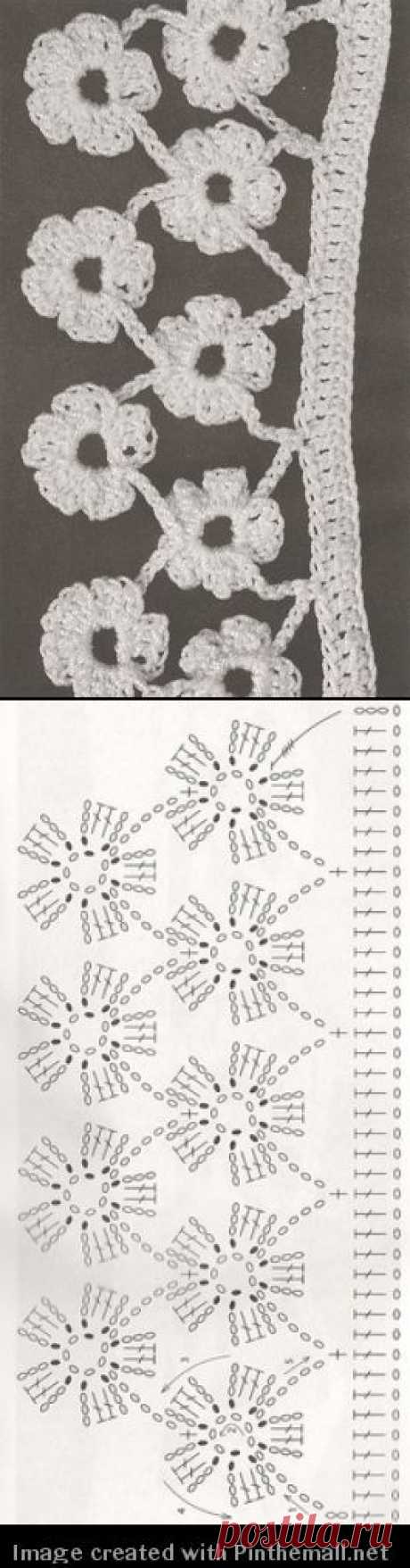 lovely daisy crochet border with chart | Outras malhas