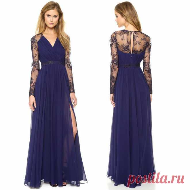 Evening Dresses Picture - More Detailed Picture about 2015 New Fashion Women's Sexy Lace patchwork evening Party dress Ladies party floor length Lace Long Dress Blue Picture in Evening Dresses from wind fashion store(Only Sell High Quality) | Aliexpress.com | Alibaba Group