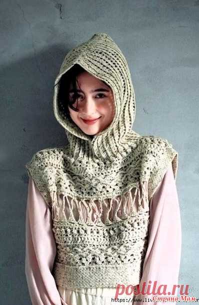 Ажурная безрукавка с капюшоном. Крючок. - ВЯЗАНАЯ МОДА+ ДЛЯ НЕМОДЕЛЬНЫХ ДАМ - Страна Мам