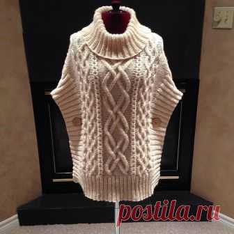 Пончо-безрукавка спицами — HandMade