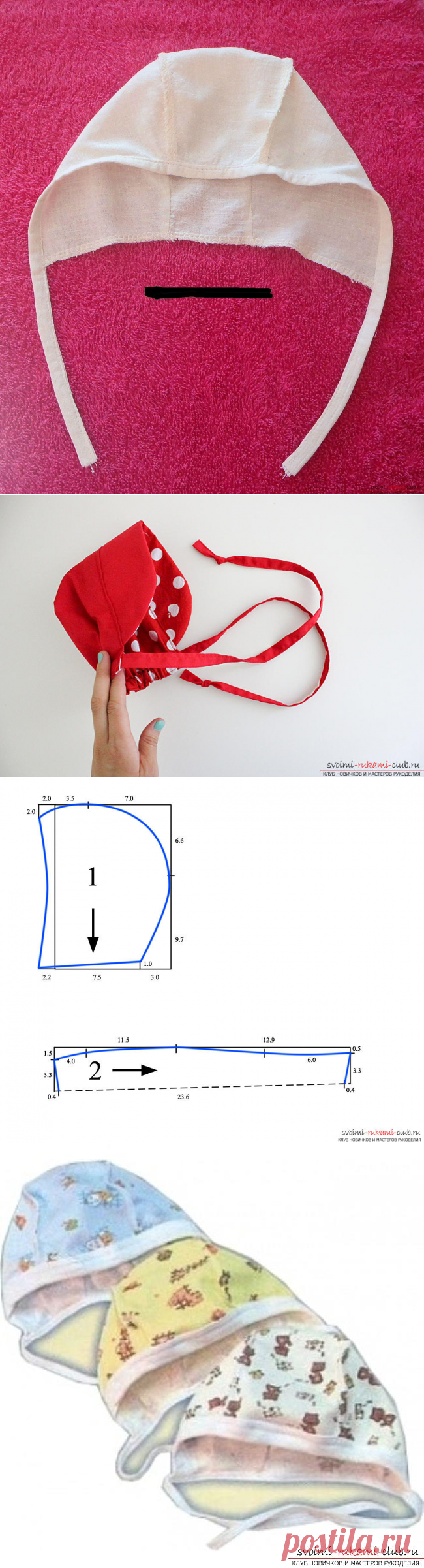 Базовое построение выкройки чепчика для новорожденных и пошив сделает работу не сложной и быстрой