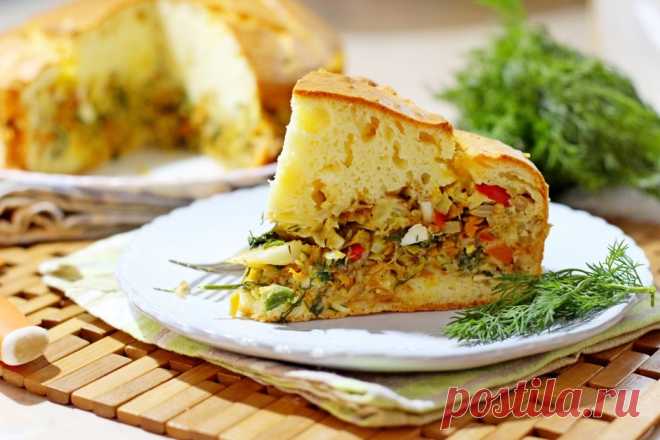 Заливной пирог с тушеной капустой - пошаговый рецепт с фото - как приготовить, ингредиенты, состав, время приготовления - Леди Mail.Ru