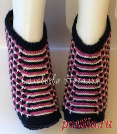 Тапочки следки спицами knitted slippers + видео