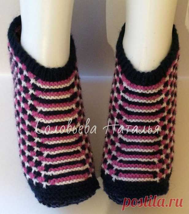 Тапочки следки спицами knitted slippers + видео