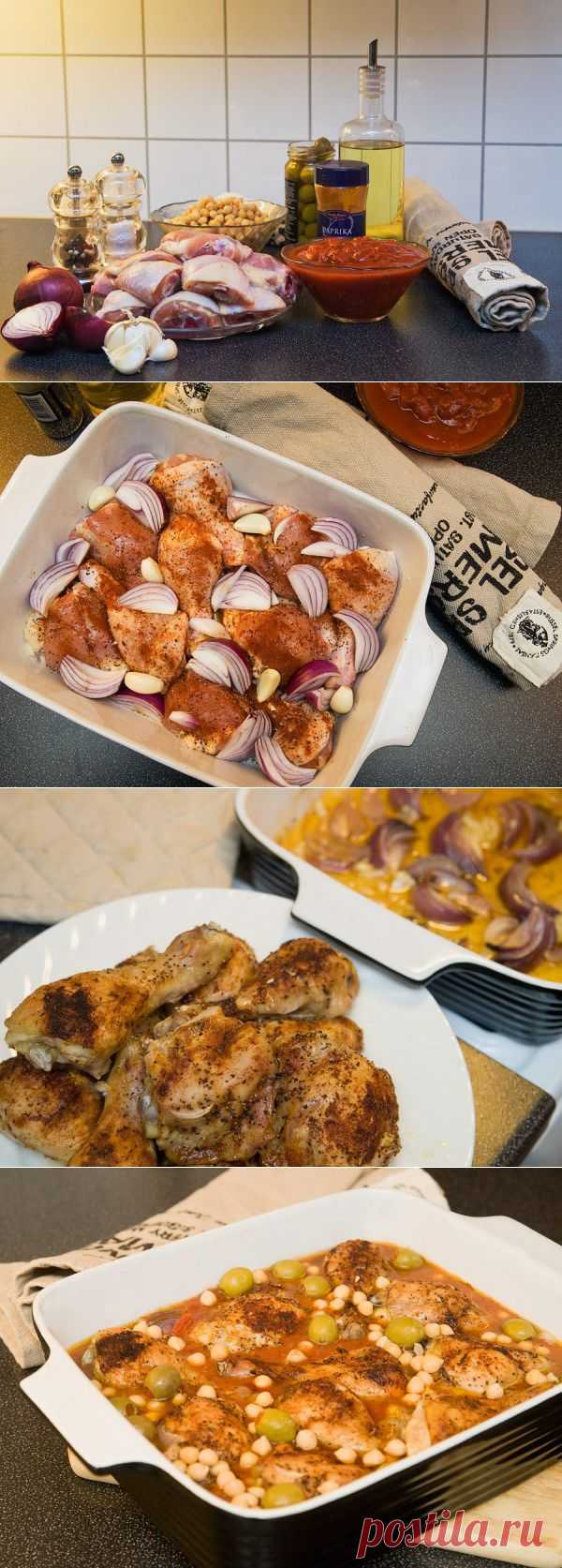 Куриные окорочка с нутом и оливками, по-испански