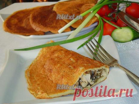 Блинчатые пирожки с начинкой из курятины и грибов