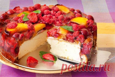 Чизкейк с фруктами и желе