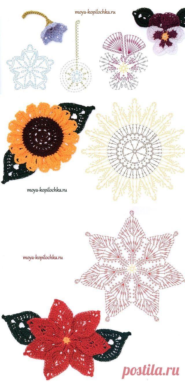 Вязаные цветы. 100 цветочных мотивов для вязания крючком со схемами - Вязание - Моя копилочка