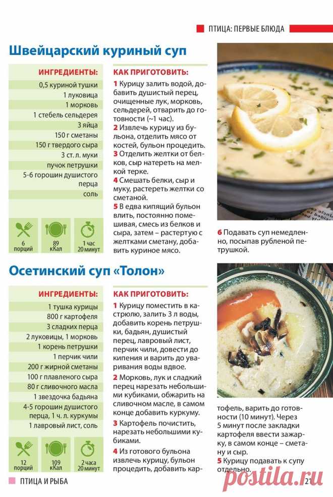 Швейцарский куриный суп. Осетинский суп "Толон"