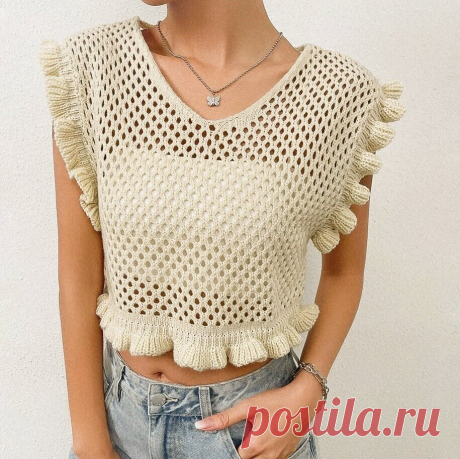 Укороченный топ с рюшами (схема узора)