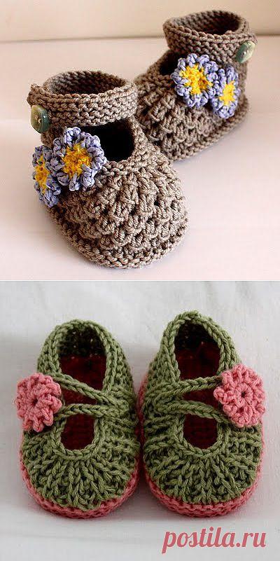 Пчелы и Яблони (БЛОГ): вязание крючком детская обувь (объяснение видео) - крючком пинетки ребенка (учебник)