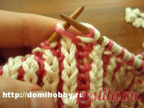 Техника вязания. Двухцветная английская резинка | Домохозяйки
