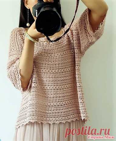 Ажурный джемпер с вязанный поперек. Крючок. - ВЯЗАНАЯ МОДА+ ДЛЯ НЕМОДЕЛЬНЫХ ДАМ - Страна Мам