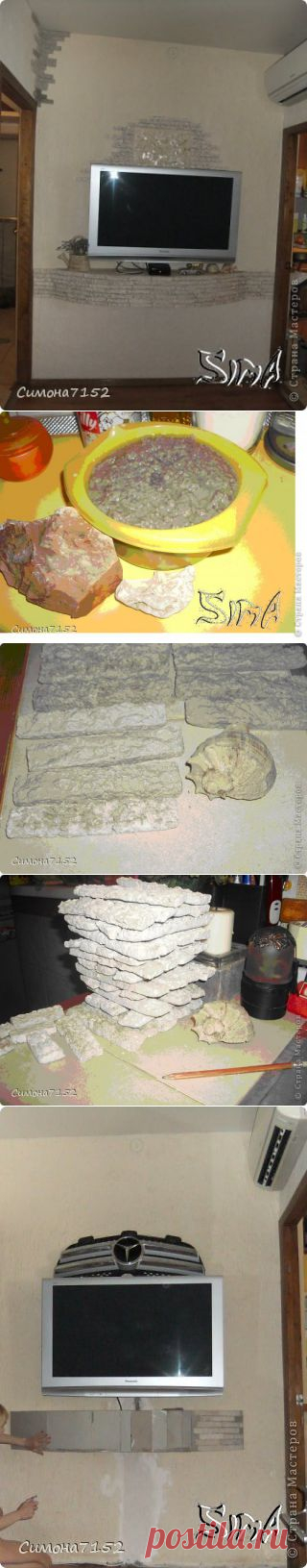 Декорирование стены камнем из бумаги