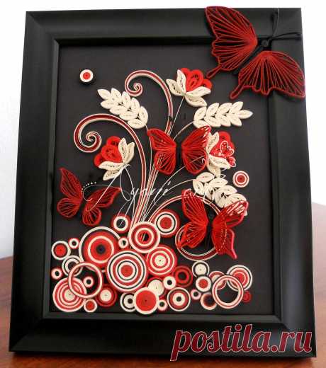 Ayani art: Quilled Red Butterflies