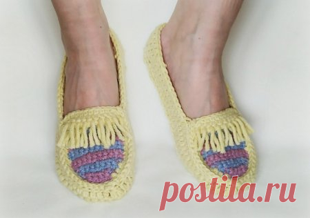 Модные тапочки-мокасины крючком. Быстро и легко » «Хомяк55» - всё о вязании спицами и крючком