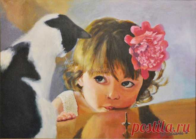 Девочка с волчком - Официальный сайт художника Игоря Ясакова На столе сидит кошка, рядом девочка. Девочка уже знает, какими игривыми бывают кошки, как они любят “охотиться” за движущимися предметами… А ещё девочка умеет сама раскручивать волчок. Он так завораживающе вращается. Долго вращается. А что если раскрутить волчок перед кошкой? Как она себя поведёт? Вот и запустила девочка игрушку. И внимательно наблюдает. Холст/масло 50х70 см