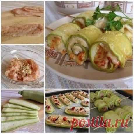 Как приготовить суперские рулетики из кабачков с куриным мясом  - рецепт, ингредиенты и фотографии
