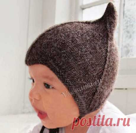 Коричневая шапочка на малыша. Описание, схема и выкройка