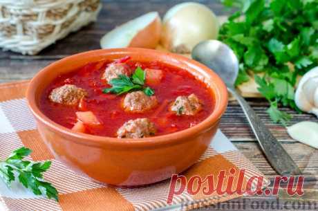 Рецепт: Свекольный суп с фрикадельками на RussianFood.com