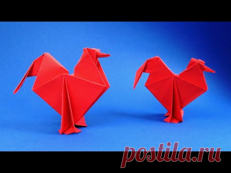 Как сделать оригами петуха . Петух из бумаги - легко
