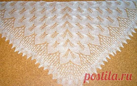 Шаль «Замерзшие листья» (Вязание спицами) | Журнал Вдохновение Рукодельницы