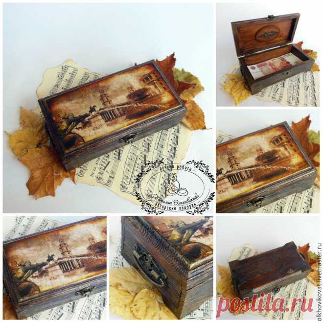 Декор шкатулки-купюрницы «Прогулка по Гринвичу» - Ярмарка Мастеров - ручная работа, handmade
