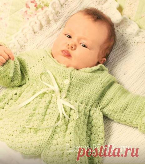 Жакетик детский с шелковой лентой схема » Люблю Вязать