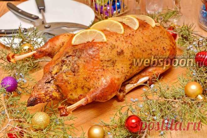 Запечённая утка с гречкой и яблоками