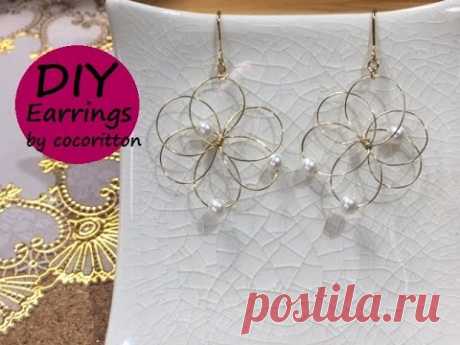 DIY jewelry How to make flower earrings with wire.